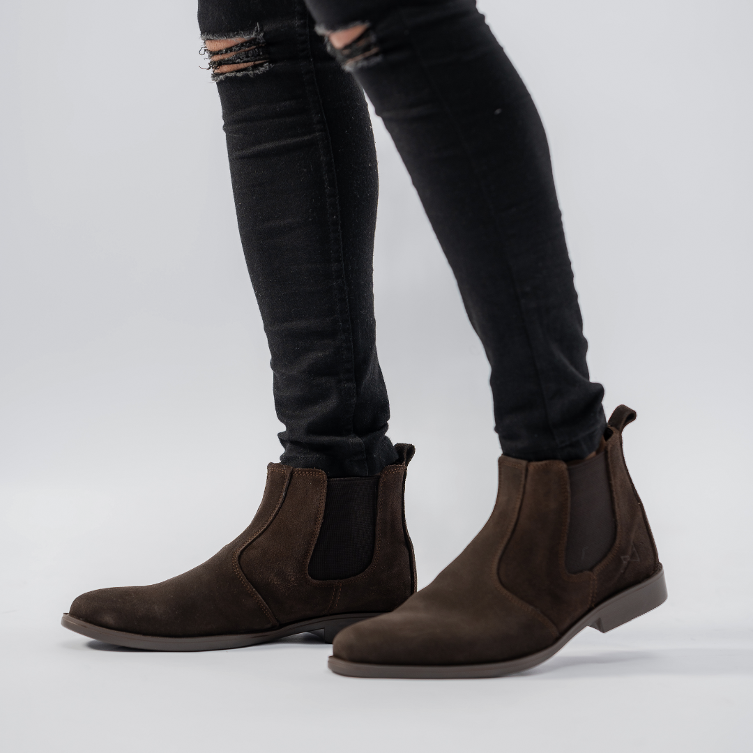 CHOCOLATE SUEDE CHELSEA BOOTS