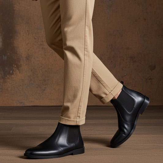 Matt Black Cow Leather Chelsea boots